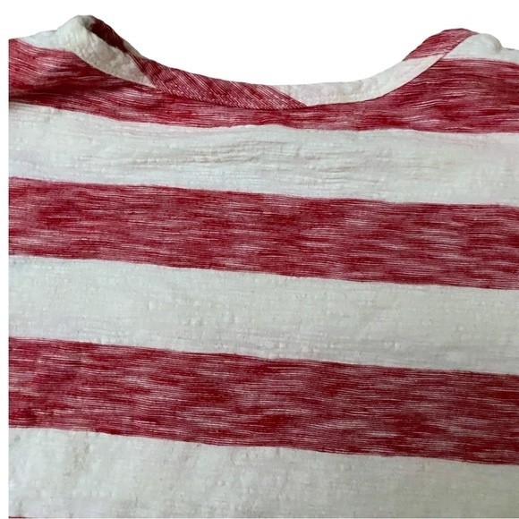 Merona White Soft Horizontal Red Stripes Blouse Short Sleeve Top - Picture 7 of 8